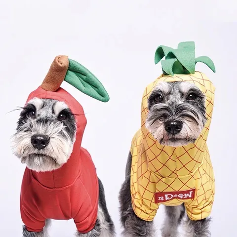 Pet Halloween Fruit Transformation Outfit Soft Cotton Dog Cat Hoodie Apple Pineapple Style Puppy Holiday Party Outfit
