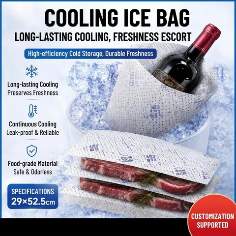 Bolsa de Hielo Grande Autoabsorbente Reutilizable para Preservación del Frío Alimentos Frescos Mariscos Vino Tinto Hoja de Hielo Seco