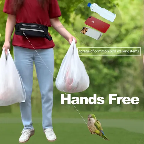 Hands-Free Λουρί Παπαγάλου Με Ανακλαστική Τσάντα Μέσης Ρυθμιζόμενο Σχοινί Έλξης Πουλιών Από Ανοξείδωτο Ατσάλι Για Προπόνηση