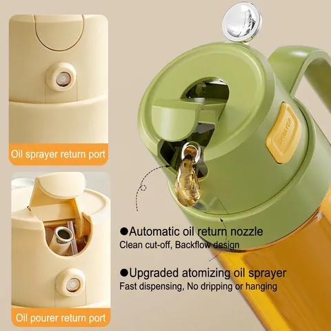 Dispensador De Aceite De Vidrio 2 En 1 Spray Y Vertido Botella De Aceite Para Cocina A Prueba De Fugas Pulverizador De Aceite