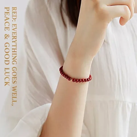 Cinnabar Beaded Bracelet For Women Men Gold Transfer Bead Emperor Cinnabar Purple Gold Cinnabar Ethnic Style Lucky Bracelet