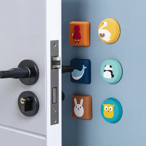 Cartoon Silicone Wall Bumper Door Handle Buffer Silent Crash Pad For Home Furniture Protection Animal Shaped Protective Mat