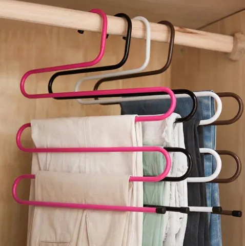 S-Shaped Multi-Layer Magic Iron Trousers Rack Non-Slip Space Saving Pants Hanger For Wardrobe Closet Home Organization