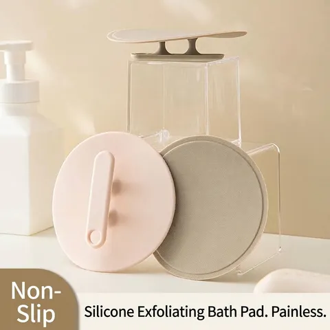 Silicone Body Scrubber Finger Grip Round Design Exfoliating Bath Brush Painless Scrubbing Pad Deep Cleaning Skin Peeling Tool