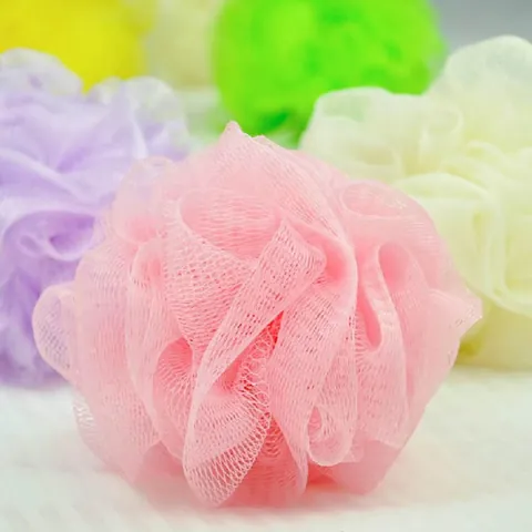 Colorful Nylon Mesh Bath Ball Shower Sponge Body Scrubber Foaming Bath Flower With Hanging Rope For Daily Cleaning Bathroom Supplies