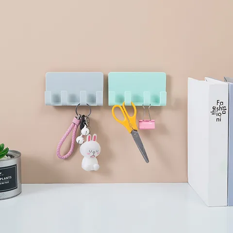 Wall Mounted Phone Charging Stand Adhesive Mobile Phone Holder With 4 Hooks Universal Wall Storage Rack For Home Bedroom Office