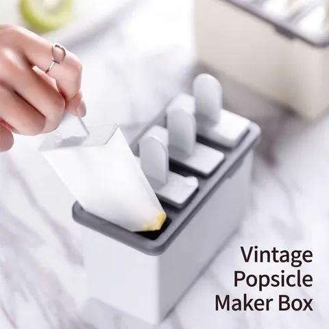 Molde de Helado para el Hogar DIY Máquina de Helados Reutilizable Bandeja de Helados de Múltiples Rejillas Con Palitos Fácil de Desmoldar Accesorio de Cocina