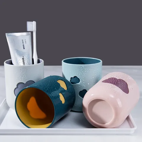 Nordic Kreative Wolkenform Mundspülbecher Doppelschicht Anti-Rutsch PP Kunststoff Zahnbürstenbecher Haushalt Badezimmer Wasserbecher