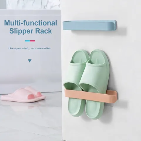Wall Mounted Multifunctional Storage Rack ABS Adhesive Towel Bar Space Saving Shoe Holder For Bathroom Kitchen Organization
