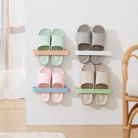 Wall Mounted Multifunctional Storage Rack ABS Adhesive Towel Bar Space Saving Shoe Holder For Bathroom Kitchen Organization