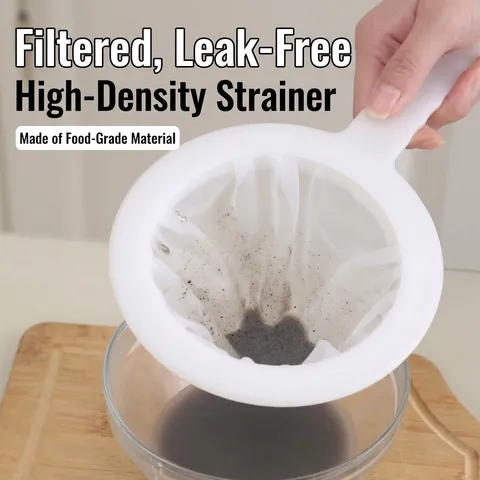 Ultra Fine Mesh Strainer Handheld Kitchen Soy Milk Juice Residue Filter Sieve Plastic Food Grade White Colander Tool