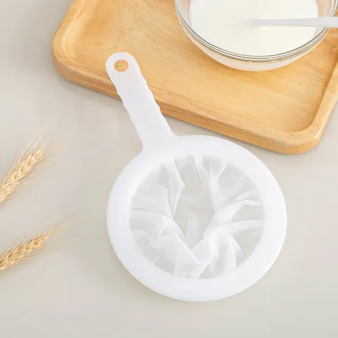 Ultra Fine Mesh Strainer Handheld Kitchen Soy Milk Juice Residue Filter Sieve Plastic Food Grade White Colander Tool