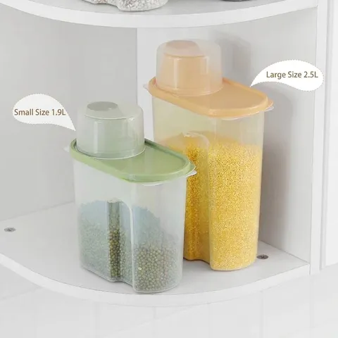 Nordic Style Transparent Plastic Kitchen Cereal Storage Container With Measuring Cup Lid Moisture Proof Food Seal Jar For Grains
