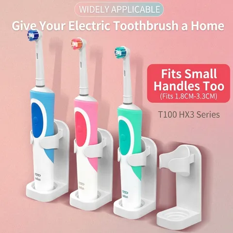Wall Mounted Electric Toothbrush Holder Punch Free Self Adhesive Bathroom Storage Stand ABS Plastic Drainage Organizer Support