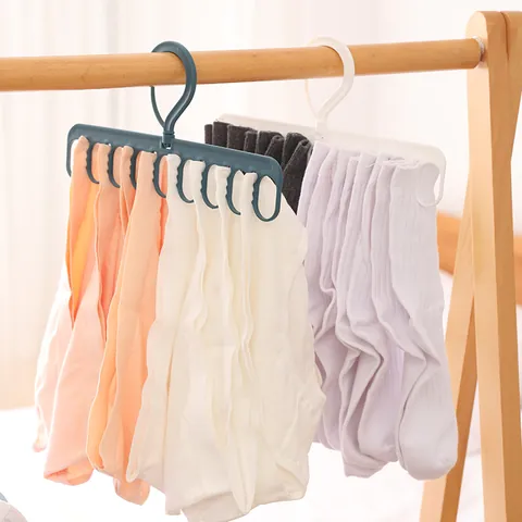Multi-Functional 9-Hole Hanger PP Plastic Space Saving Drying Rack With 360 Degree Rotating Windproof Hook For Socks Underwear Scarf