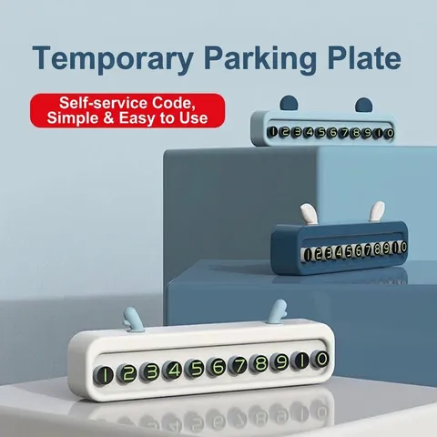 Creative Cartoon Ears Temporary Parking Plate ABS Car Phone Number Card Dashboard Decoration With Fluorescent Numbers