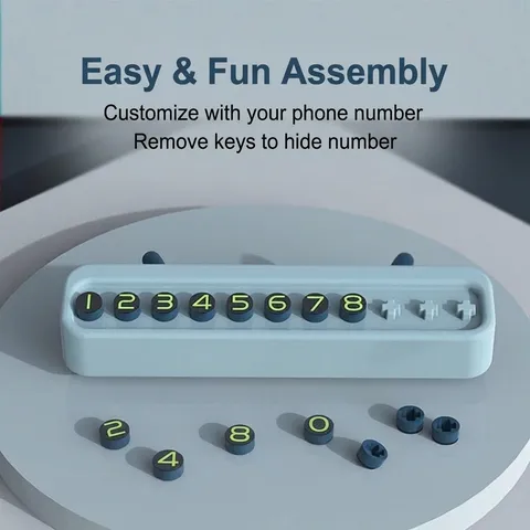 Creative Cartoon Ears Temporary Parking Plate ABS Car Phone Number Card Dashboard Decoration With Fluorescent Numbers