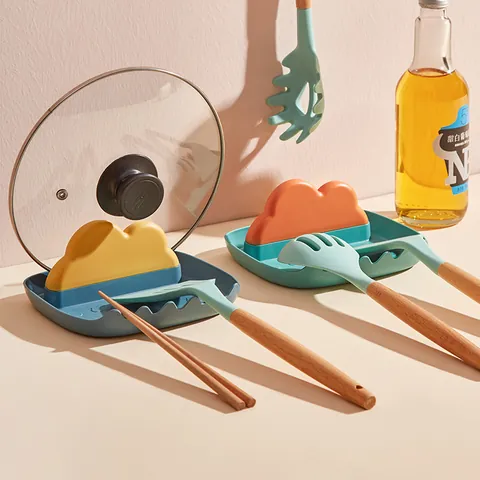 Porte-Couvercle de Cuisine en Forme de Nuage Repose-Spatule Support de Cuillère Organisateur de Comptoir en Plastique PP Résistant à la Chaleur