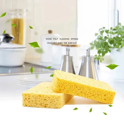 Kitchen Wood Pulp Cotton Cleaning Sponge Scouring Pad Dishwashing Sponge For Pot Bowl Oil Removal Honeycomb Absorbent Tool
