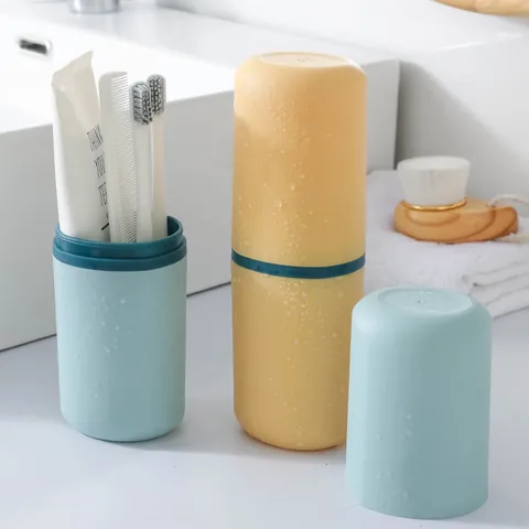 Portable Travel Wash Cup Toothbrush Box Toothpaste Storage Case Modern Minimalist Matte Rinsing Cup Set For Travel Business Bathroom