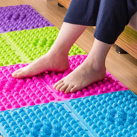 Acupressure Foot Massage Mat Non-Slip Interlocking Reflexology Pad Rubber Bamboo Shoot Design Wellness Wellness Mat Home Office Relaxation