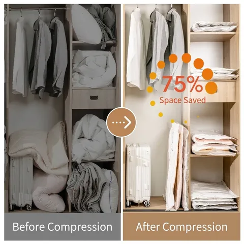 Bolsas De Compresión Al Vacío Ahorro De Espacio Reutilizables Organizador Para Mantas Ropa Edredones Ropa De Cama Armario Viaje Casa Bolsa PA PE