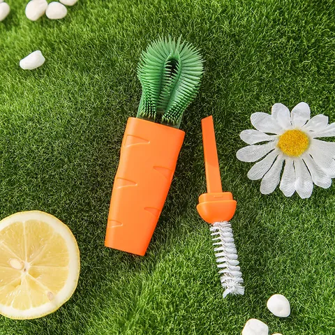 Carrot Shape Multipurpose Cup Lid Gap Cleaning Brush Crevice Scrubber For Thermos Bottle Pacifier Lunch Box Kitchen Tool