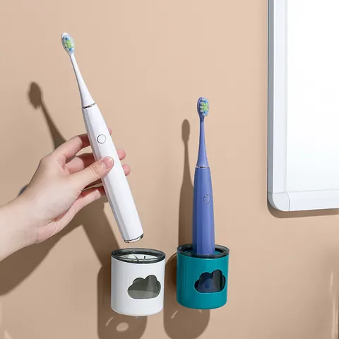 Wandmontierter Elektrischer Zahnbürstenhalter Ohne Bohren Badezimmer Aufbewahrungsregal Mit Entwässerung Cloud Window ABS PS Halter