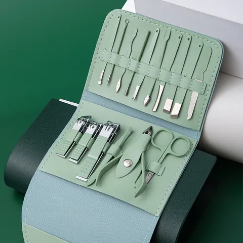 Strumenti per Manicure e Pedicure in Acciaio Inossidabile Custodia Portatile in Pelle PU Accessori per la Bellezza Uomo Donna