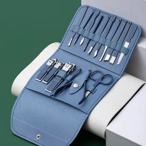 Strumenti per Manicure e Pedicure in Acciaio Inossidabile Custodia Portatile in Pelle PU Accessori per la Bellezza Uomo Donna