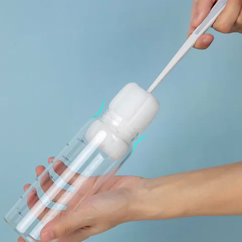 Long Handle Sponge Cup Cleaning Brush Contrast Color Soft Scrubber For Water Bottles Baby Bottles Kitchen Household Tool Hanging Hole Design