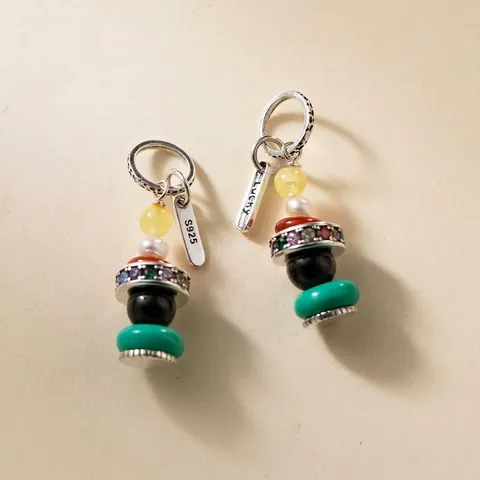 Ciondolo a Torre dei Desideri in Argento Sterling 925 Con Perla Artificiale Strass Colorati per Fai da Te Bracciale Collana Accessorio