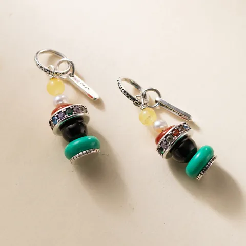 Ciondolo a Torre dei Desideri in Argento Sterling 925 Con Perla Artificiale Strass Colorati per Fai da Te Bracciale Collana Accessorio