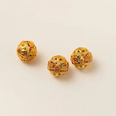 925 Sterlingsilber Hohl Filigran Rund Perlen Vergoldet Eingelegt Strass Buddhist Gebet Zwischenperlen Für DIY Schmuck