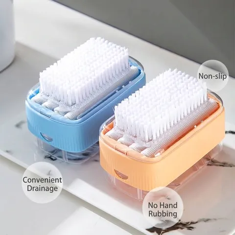 Multifunctional Soap Foaming Box With Roller Laundry Brush Drain Soap Holder Plastic Soap Storage Box For Bathroom Cleaning