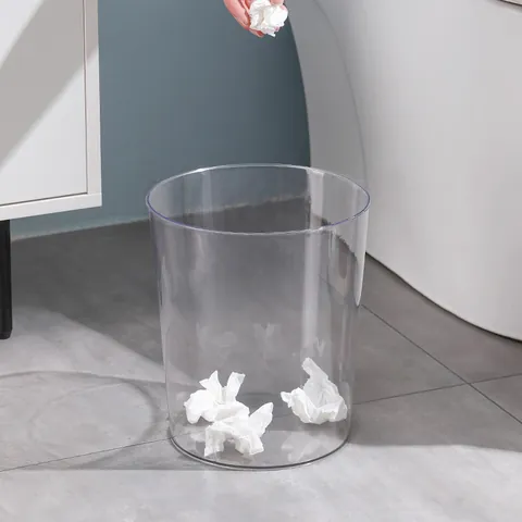Transparent Minimalist Trash Can Large Capacity Waste Bin For Home Office Living Room Bedroom Bathroom Kitchen Modern Light Luxury Paper Basket