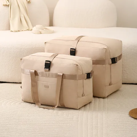 Large Capacity Foldable Travel Bag Recycled Polyester Boarding Bag With Suitcase Strap Dry Wet Separation Multipurpose Duffel Bag For Men Women
