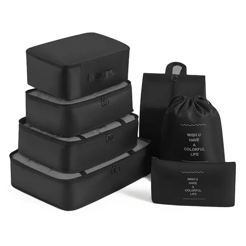 Set di Borse da Viaggio Impermeabili Organizer per Bagagli per Vestiti Scarpe Biancheria Intima Cubi da Imballaggio Multifunzionali