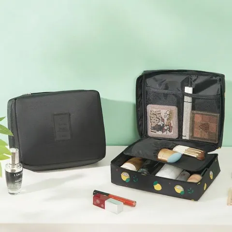 Borsa da Trucco Portatile in Tessuto Oxford Organizer per Toletta Impermeabile Astuccio per Cosmetici Portatile per Viaggio