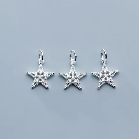 925 Sterlingsilber Vergoldeter Stern Anhänger Mit Zirkonia Eingelegt Für Handgefertigte DIY Armband Halskette Schmuck Zubehör