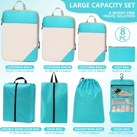 Borsa da Viaggio Portatile in Poliestere Impermeabile Grande Capacità Gancio Organizzatore Cosmetico Borsa Pieghevole per Uomo Donna