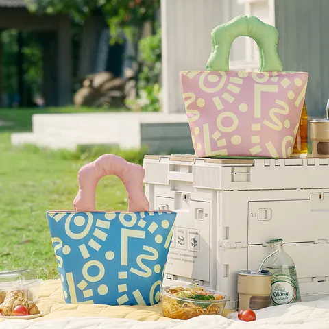 Süße Lunch-Tasche mit Cartoon-Aufdruck, tragbarer isolierter Bento-Box-Beutel, wasserabweisendes Köpergewebe, Handheld-Aufbewahrungstasche für Büro, Studenten, Picknick, Outdoor