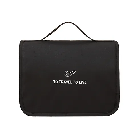 Borsa da Toeletta in Tessuto Cationico da Appendere Organizer Trucco da Viaggio Impermeabile Pieghevole Separazione Secco Umido