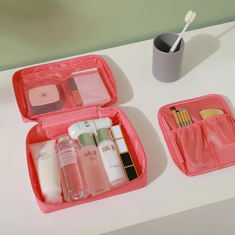 Grande Capacità Doppio Strato Tessuto Oxford Borsa Cosmetica Portatile Viaggio Organizer Per Articoli Da Toeletta Borsa Trucco Per Donna Uomo