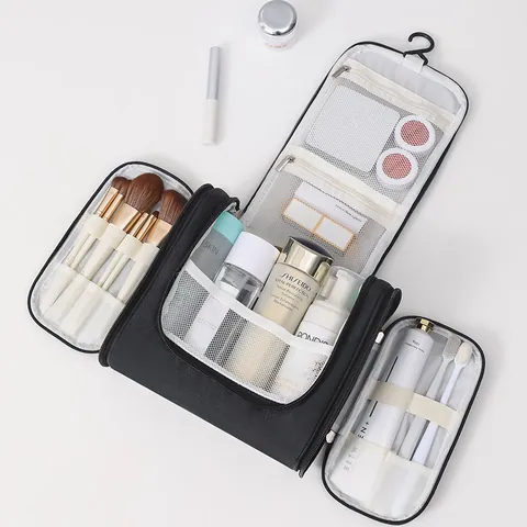 Neceser de Viaje Gran Capacidad Impermeabile Poliestere Organizador de Maquillaje Colgante con Cremallera Múltiple para Mujeres Hombres Hogar Baño