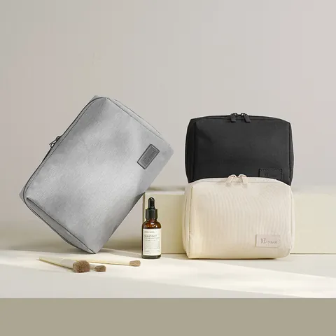 Neceser de Cuero PU Ecológico Organizador de Viaje Portátil de Gran Capacidad Bolsa de Maquillaje de Mano para Uso Diario