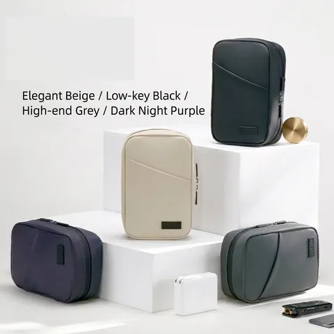 Large Portable PU Leather Digital Storage Bag Waterproof Multi-functional Cable Organizer Travel Cosmetic Pouch Universal Storage Bag