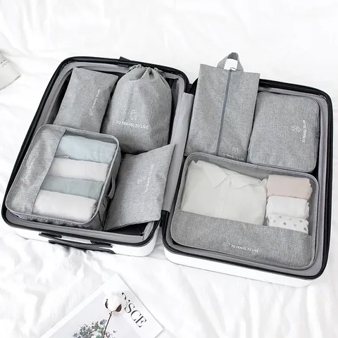 Nordic Waterproof Polyester Travel Storage Bags Set Packing Cubes For Clothes Shoes Underwear Bra Organizer Bags Case Travel Essentials