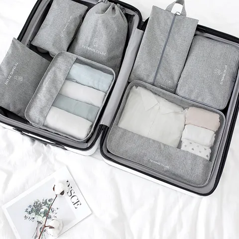 Nordic Waterproof Polyester Travel Storage Bags Set Packing Cubes For Clothes Shoes Underwear Bra Organizer Bags Case Travel Essentials