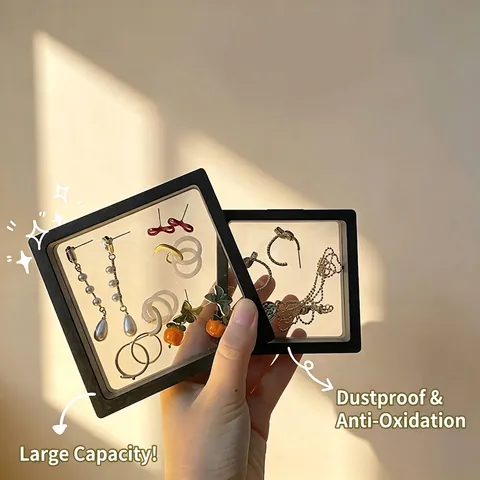 Boîte à Bijoux à Suspension en Film PE Présentoir Flottant 3D Couleur Macaron Organisateur de Rangement de Bijoux Anti-Oxydation pour Bague Boucle d'Oreille Collier Ongle